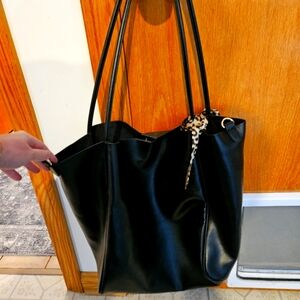 Black Leather Tote Bag